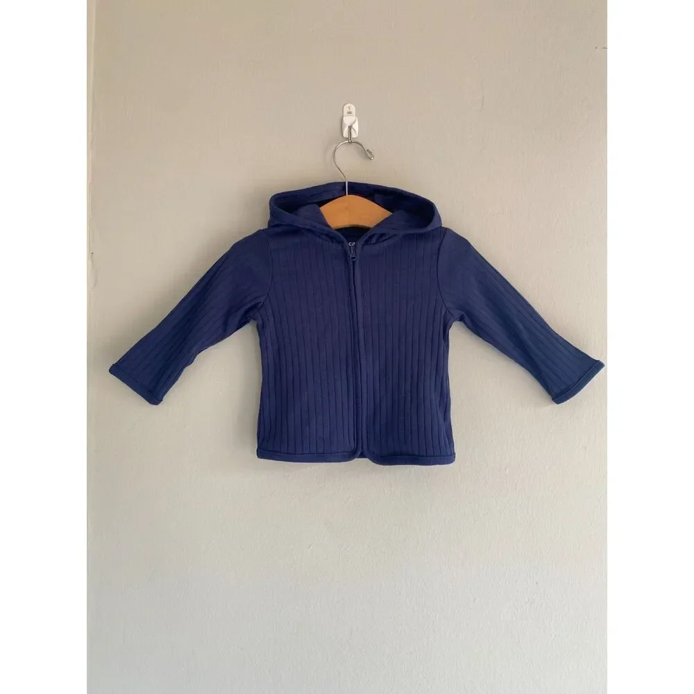 Carter's child of mine Collection Navy Ribbed Zip up hoodie 6-9m